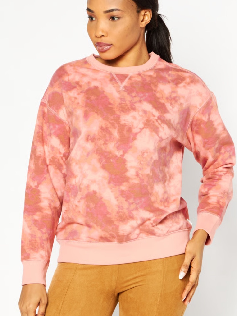Eddie Bauer Coral and Rust Tie-Dye Crewneck Sweatshirt